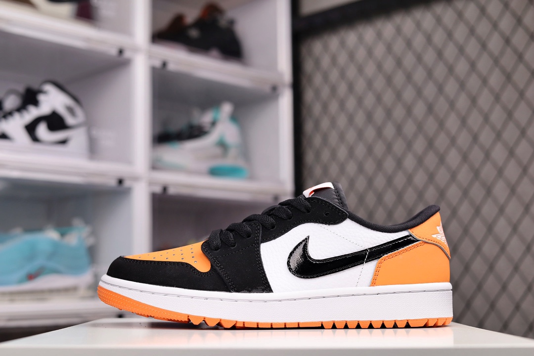 H0 Air Jordan AJ1 Low Golf 高尔夫 黑扣碎 原厂内置气垫魔块 A模大底 头层小牛皮 鞋舌AJ原厂专用牛津布+AJ专用反口珍珠布+原厂无杂质高弹内里海棉+特殊封边弹力鞋带
