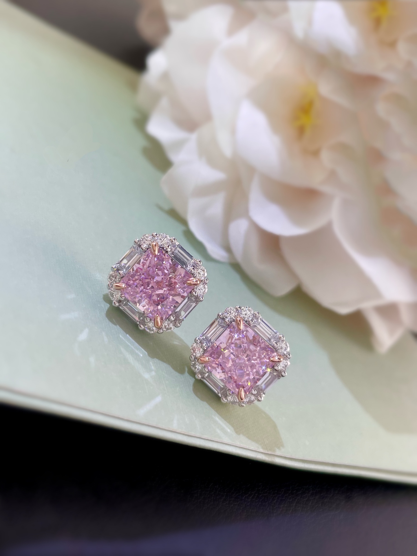 Elegant Pink Diamond Stud Earrings for Women, S925 Sterling Silver 4 i1658734554 1177 3