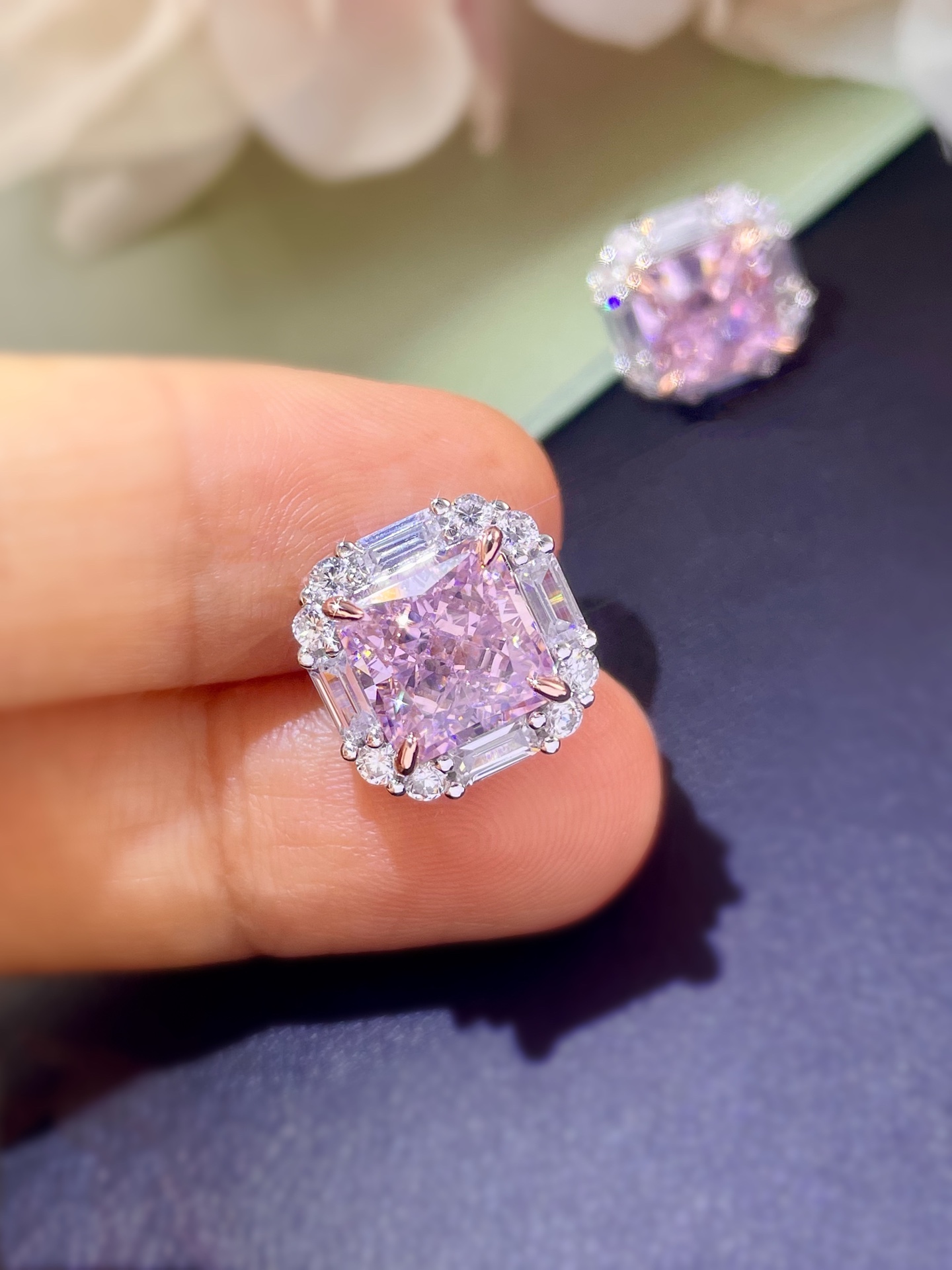 Elegant Pink Diamond Stud Earrings for Women, S925 Sterling Silver 10 i1658734554 2074 6
