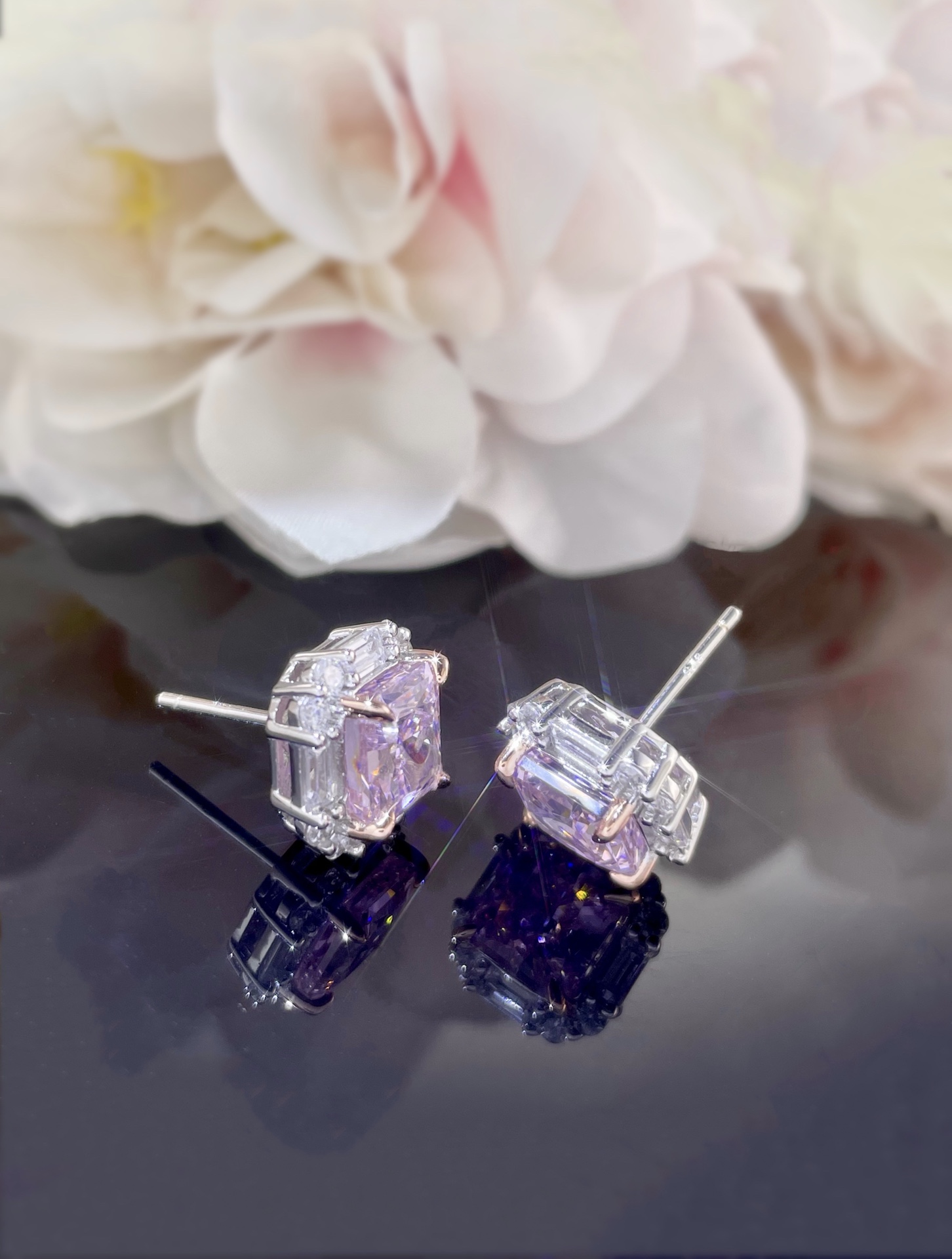 Elegant Pink Diamond Stud Earrings for Women, S925 Sterling Silver 7 i1658734554 2223 2
