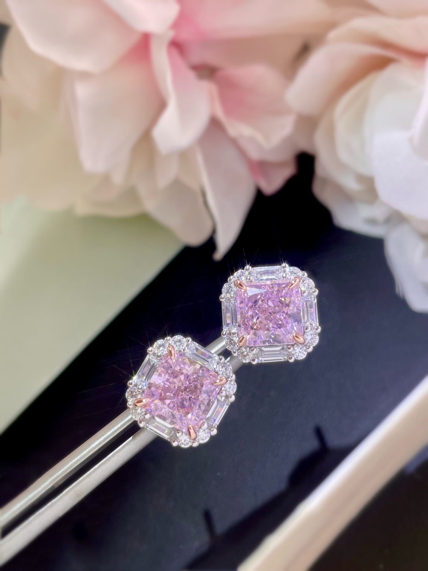 Elegant Pink Diamond Stud Earrings for Women, S925 Sterling Silver 8 i1658734554 2289 1