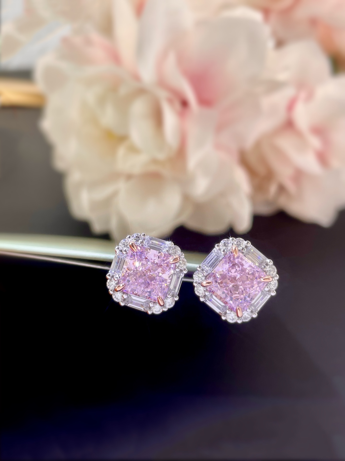 Elegant Pink Diamond Stud Earrings for Women, S925 Sterling Silver 3 i1658734554 4474 5