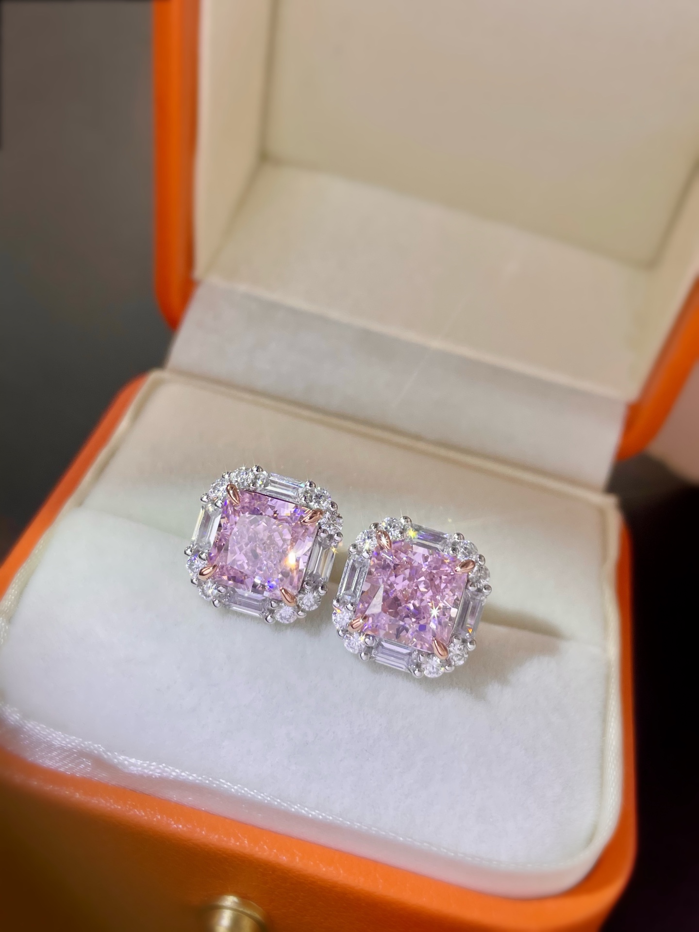 Elegant Pink Diamond Stud Earrings for Women, S925 Sterling Silver 2 i1658734554 5099 8