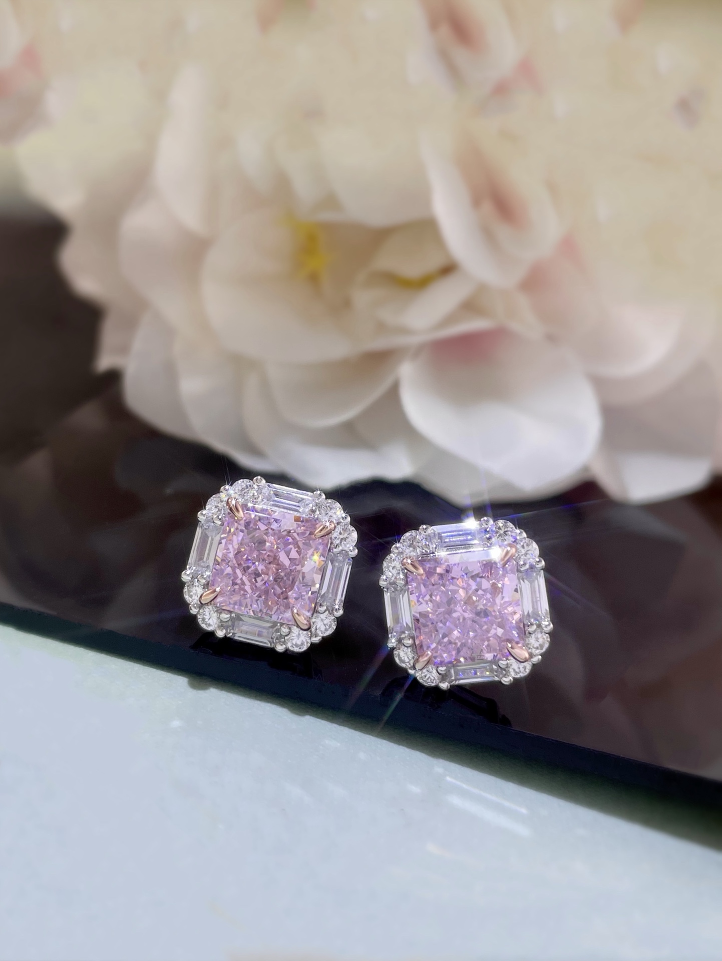 Elegant Pink Diamond Stud Earrings for Women, S925 Sterling Silver 6 i1658734554 9576 0