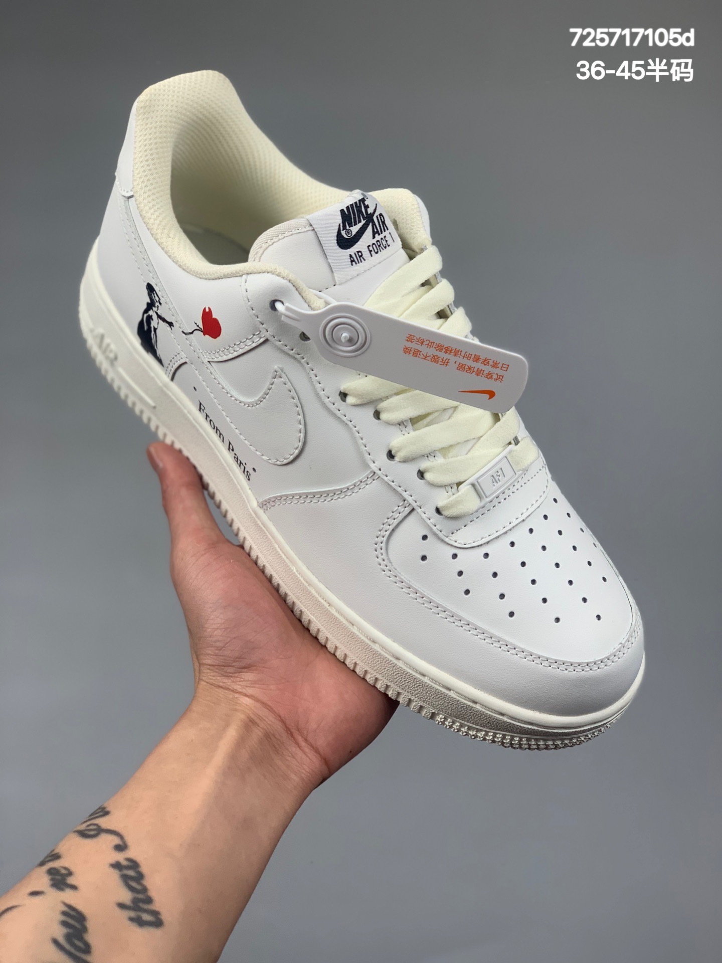 本地
公司级Nike Air Force 1 Low ’07 七夕情人节限定款 
空军一号低帮休闲板鞋 原厂定制皮料 原楦原纸板 纯正版型 正品NFC感应芯片 高清洁度 内置全掌气垫 
货号：LZ5988-505
码数：36 36.5 37.5 38 38.5 39 40 40.5 41 42 42.5 43 44 45
编码：725717105d