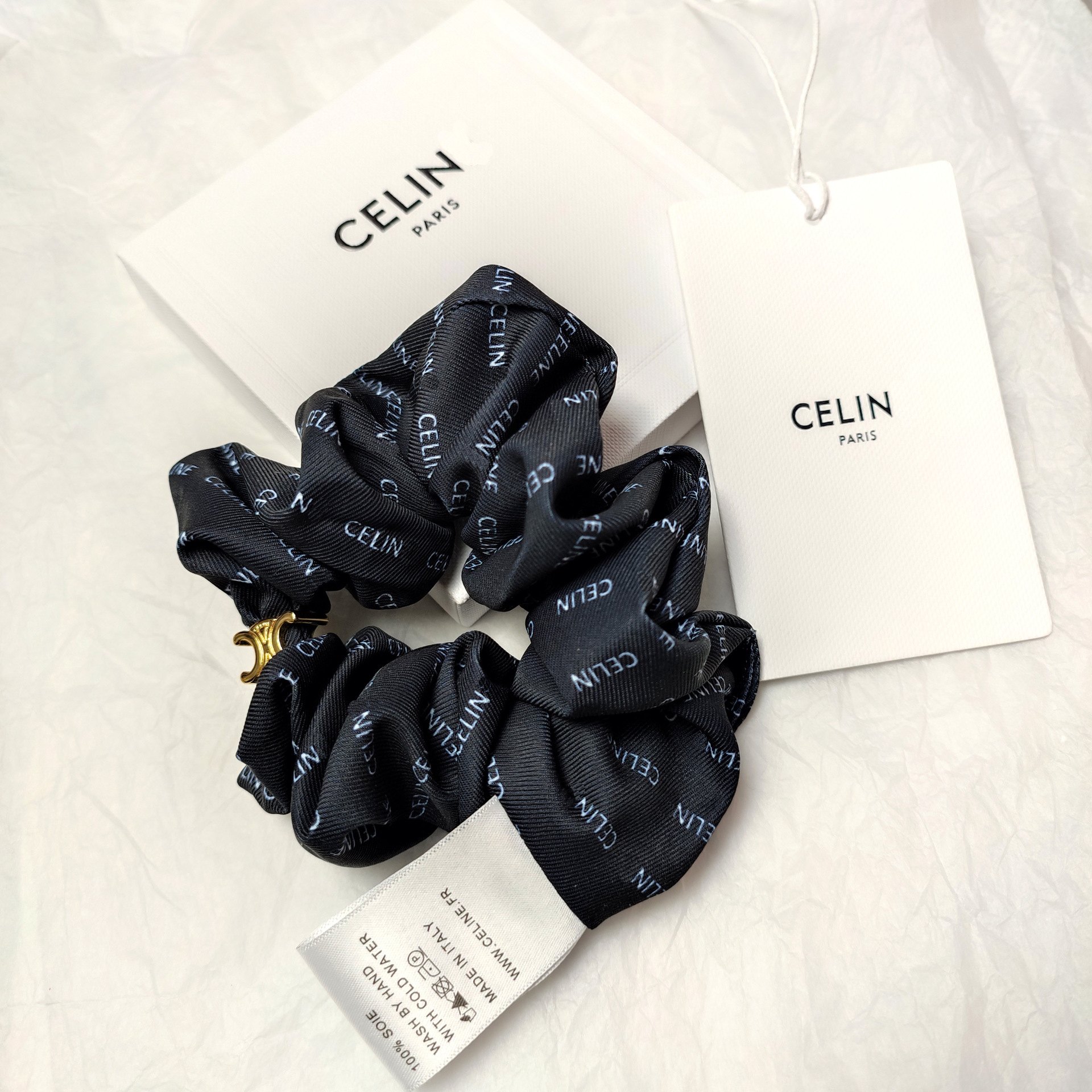 New Celine Chunky Knot Hair Tie: Oversized Silk Blend in Core Brand Colors 7 a1658804308220 7847