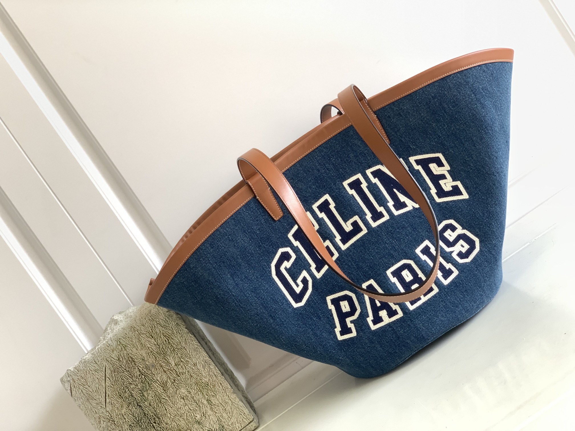 Celine Bags Handbags Blue Brown Tannin Embroidery Calfskin Canvas Cowhide Summer Collection