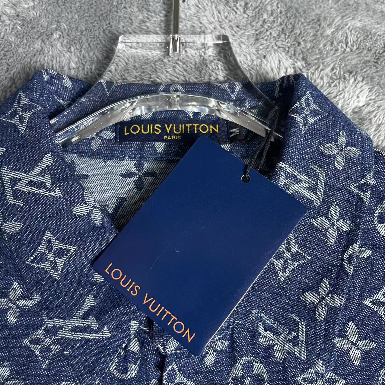 (双面提花) Louis Vuitton 路易威登LV2022早秋系列SALT PRINT 满印牛仔长袖衬衫