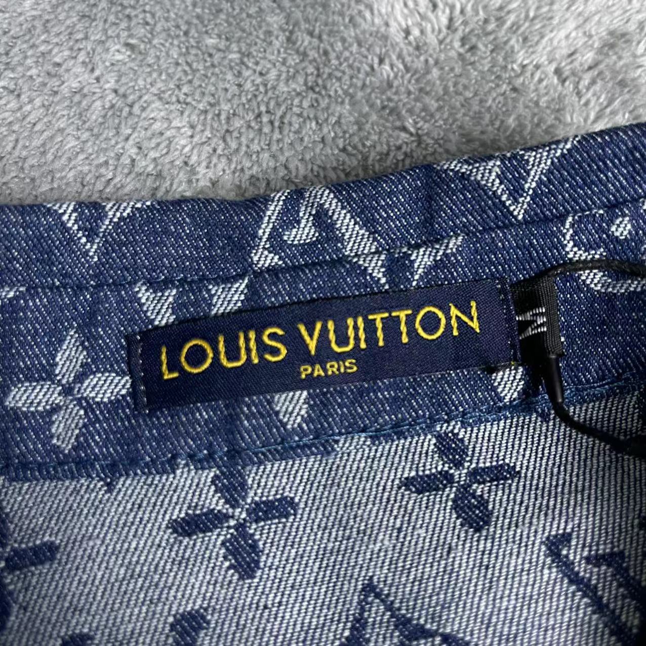 (双面提花) Louis Vuitton 路易威登LV2022早秋系列SALT PRINT 满印牛仔长袖衬衫