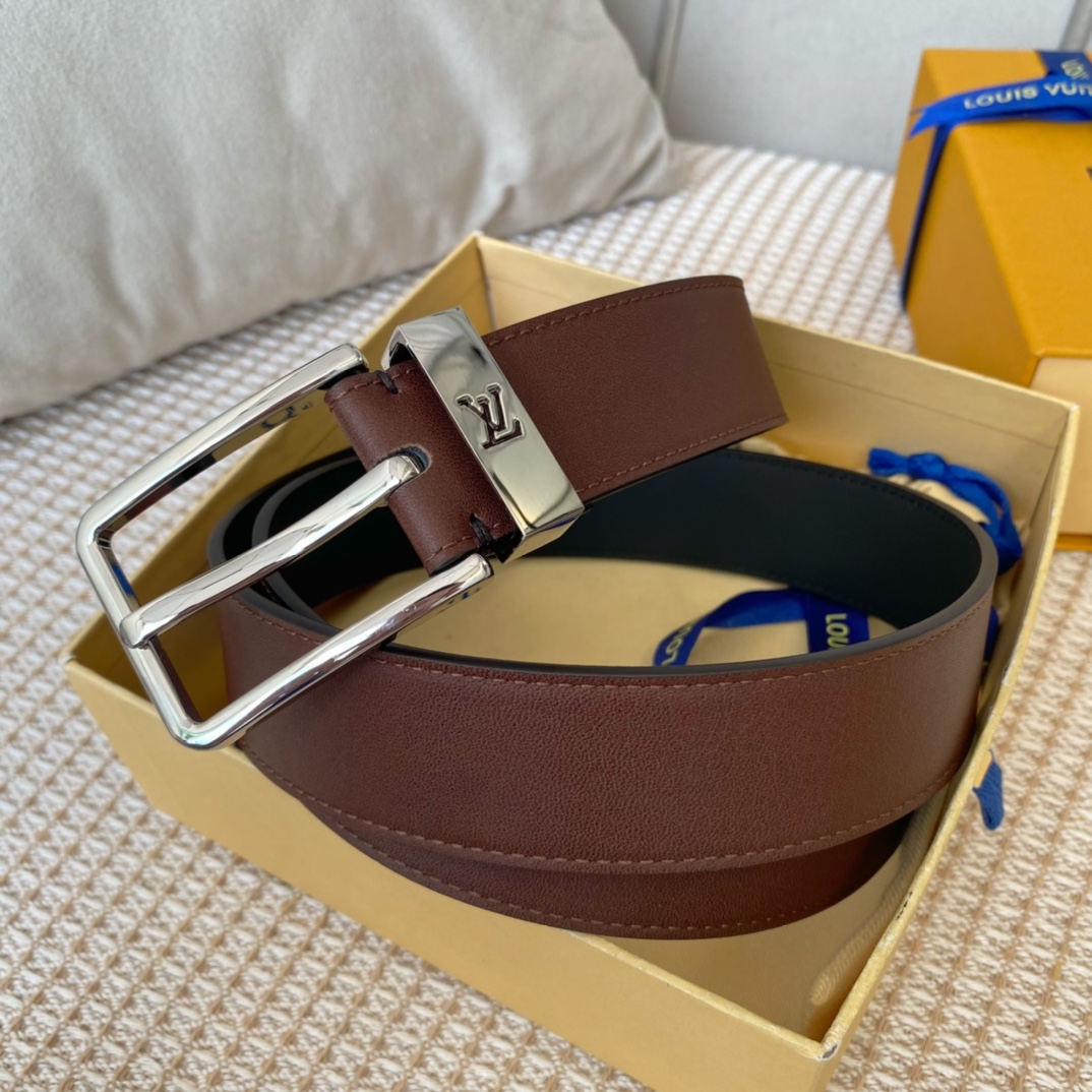 Louis Vuitton Belts Men Calfskin Cowhide