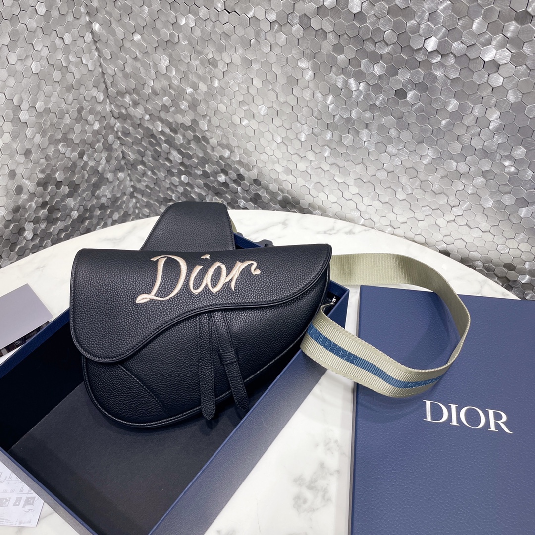 Dior Saddle Bags Black White Cowhide