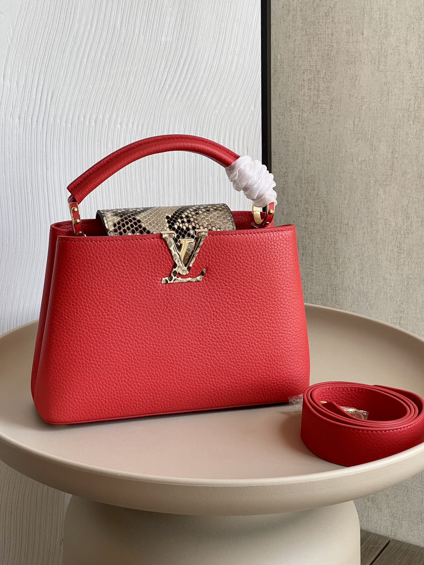 Louis Vuitton LV Capucines Bags Handbags Red Taurillon Snake Skin N81209