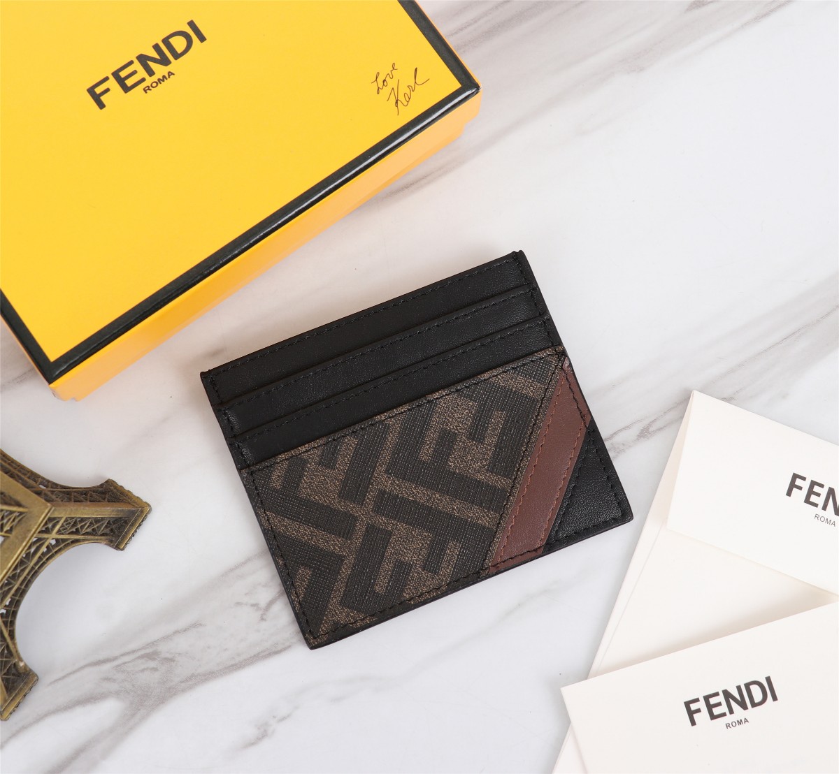 Fendi Wallet Card pack Black Brown Splicing Cowhide PU PVC Spring/Summer Collection