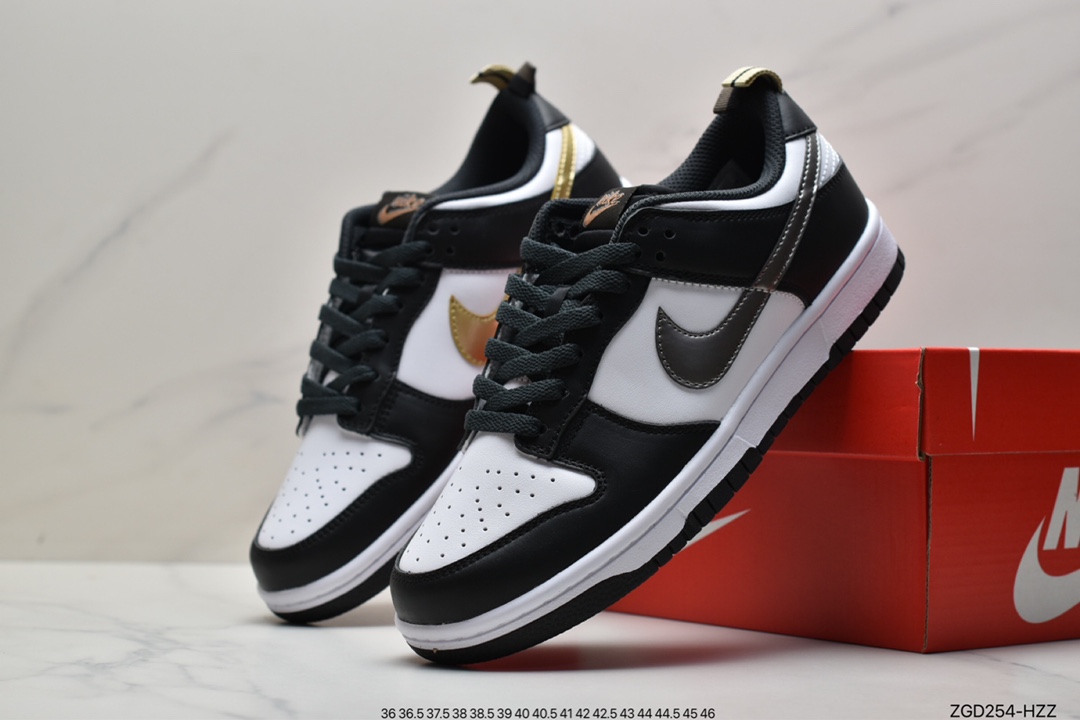 SB Dunk Low prm gold and silver panda SB buckle broken backboard fashion casual board shoes DH9764-001