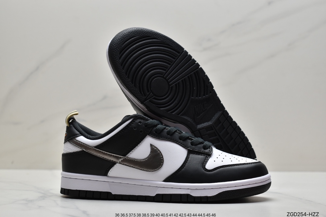 SB Dunk Low prm gold and silver panda SB buckle broken backboard fashion casual board shoes DH9764-001