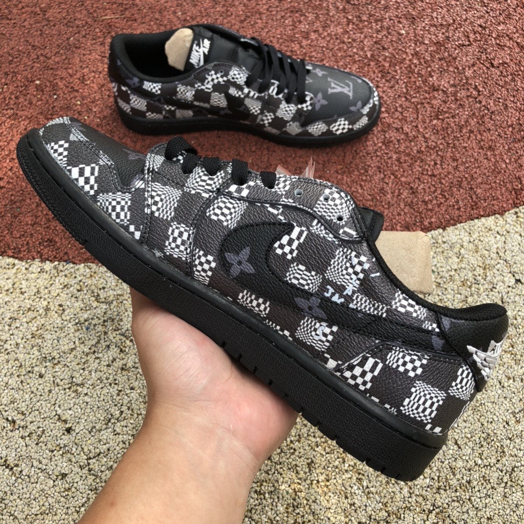 aj1倒钩低帮lv联名黑灰  Travis Scott x Nike Air Jordan 1 Low AJ1 联名lv低帮板鞋TS 联名倒钩 DM7866-662