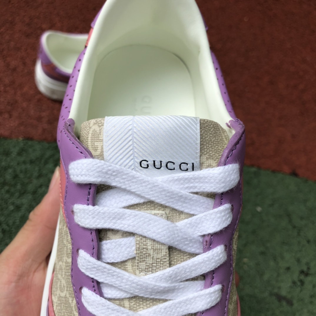 Gucci thick bottom low-top pink purple GUCCI Gucci low-top canvas thick bottom sneakers pink purple