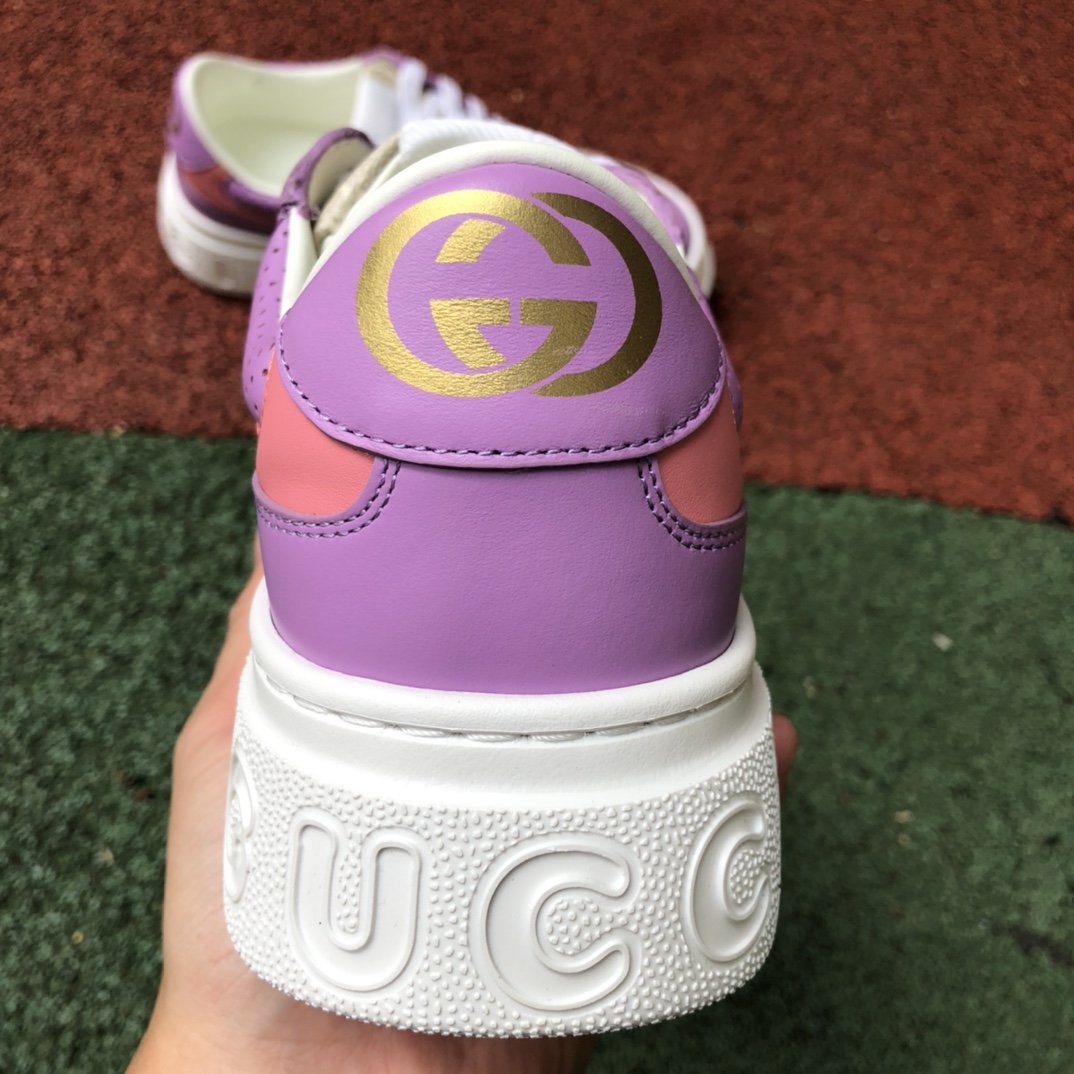 Gucci thick bottom low-top pink purple GUCCI Gucci low-top canvas thick bottom sneakers pink purple