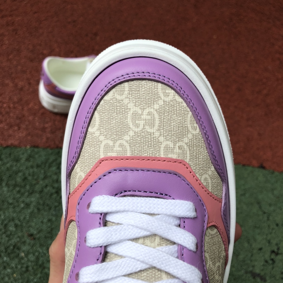 Gucci thick bottom low-top pink purple GUCCI Gucci low-top canvas thick bottom sneakers pink purple