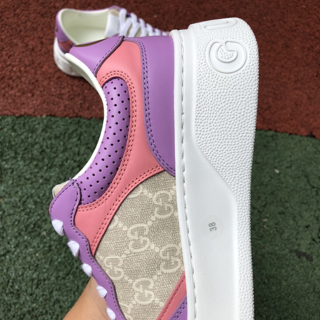 Gucci thick bottom low-top pink purple GUCCI Gucci low-top canvas thick bottom sneakers pink purple