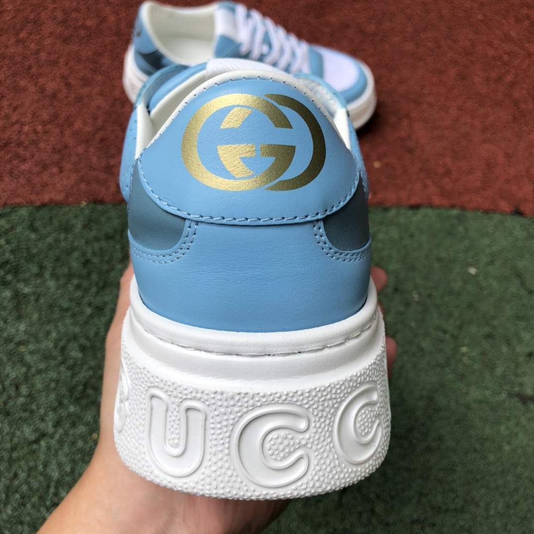 Gucci thick bottom low-top white and blue GUCCI Gucci low-top canvas thick bottom sneakers pink purple