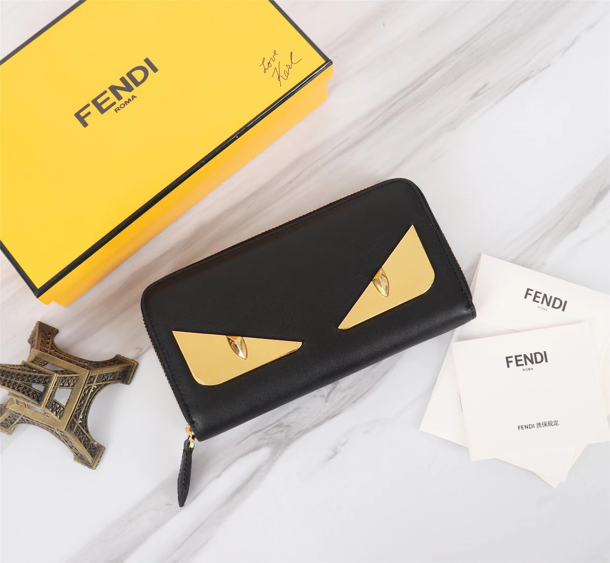 Fendi Wallet Black Cowhide Sheepskin Spring/Summer Collection