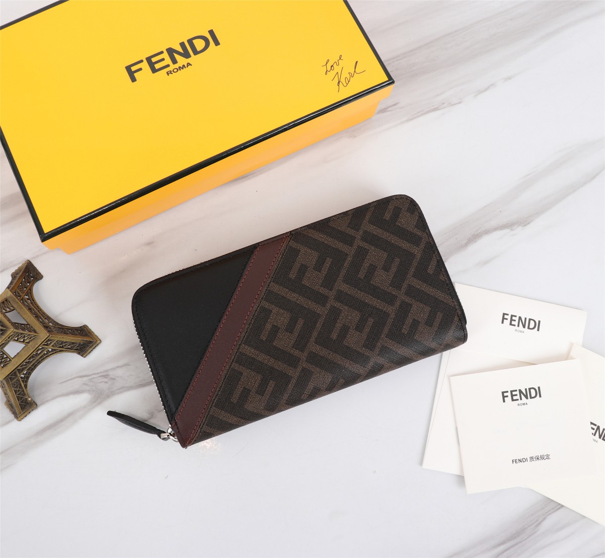 Fendi Wallet Black Brown Cowhide PU PVC Sheepskin Spring/Summer Collection