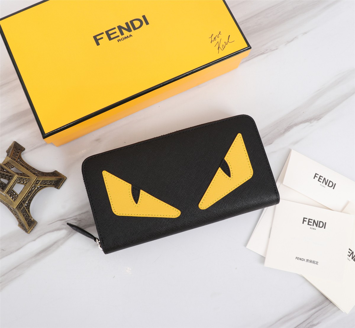 Replica Sale online
 Fendi Wallet Black Red Yellow Cowhide Sheepskin Spring/Summer Collection