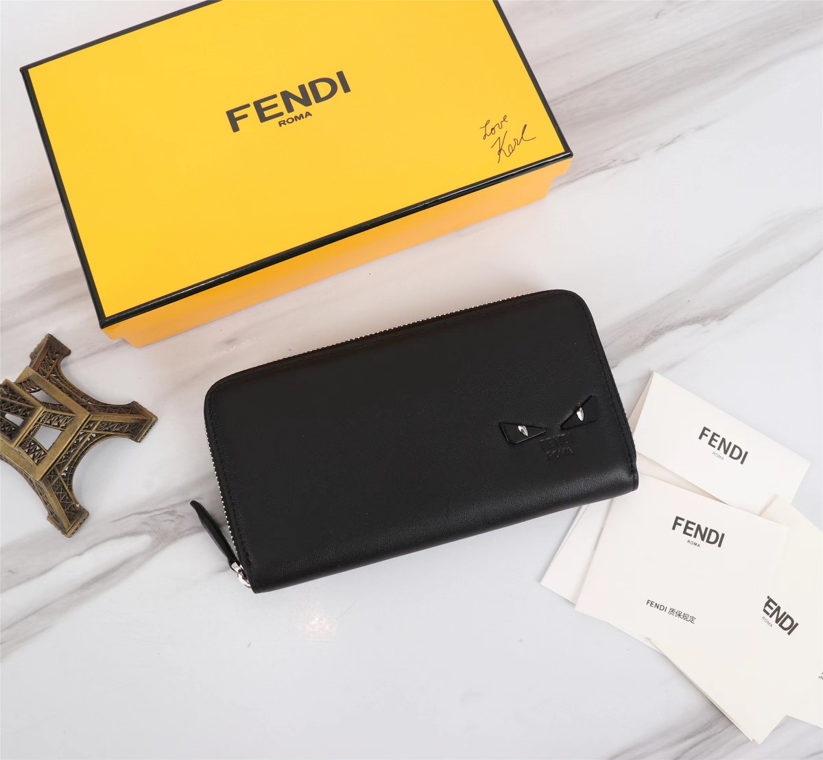 Fendi Wallet Black Cowhide Sheepskin Spring/Summer Collection