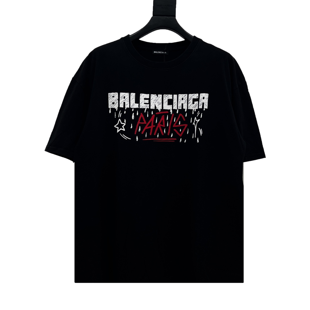 Balenciaga/巴黎世家22ss 水洗字母印花短袖T恤