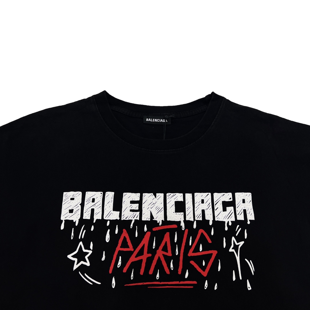 Balenciaga/巴黎世家22ss 水洗字母印花短袖T恤