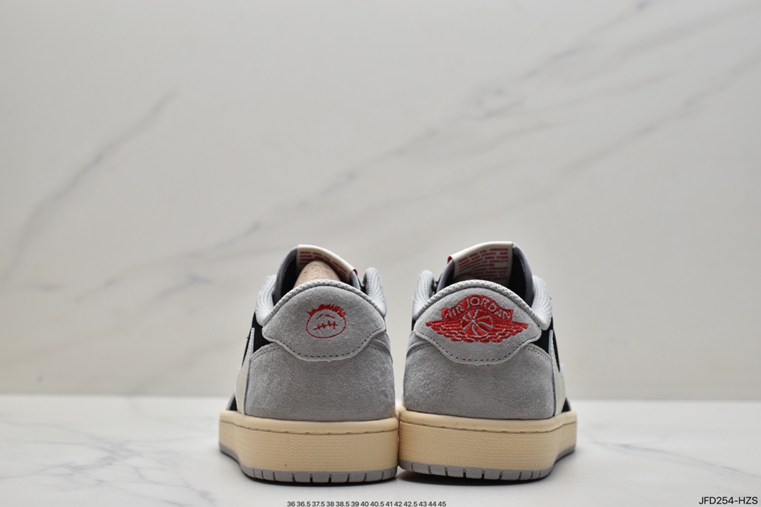 170 Travis Scott x Air Jordan 1 Low AJ1 乔1白灰倒勾 低帮文化板鞋 DM7866-001