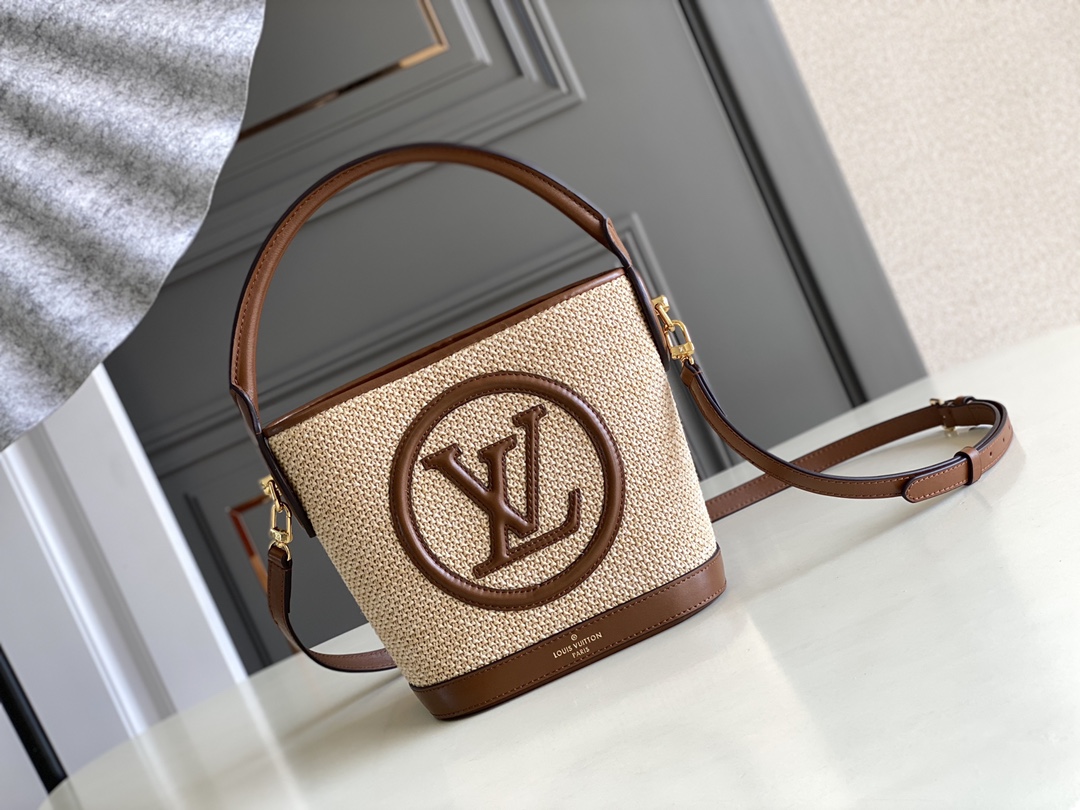 Louis Vuitton LV Neverfull Handbags Tote Bags Brown Weave Cotton Fabric Linen Raffia Summer Collection M59962