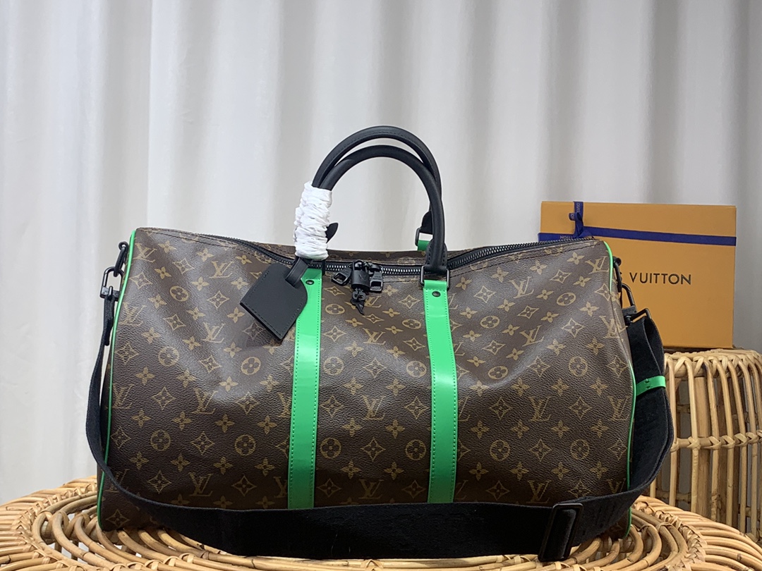 Louis Vuitton LV Keepall Handbags Travel Bags Green Monogram Canvas M46259