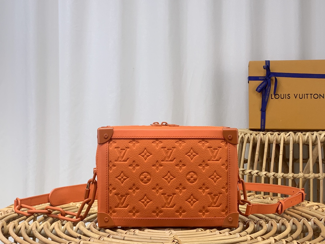 Louis Vuitton LV Soft Trunk Handbags Messenger Bags Orange Taurillon M55700