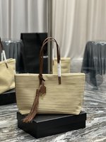 Yves Saint Laurent Handbags Tote Bags Weave Cowhide Raffia Straw Woven Summer Collection