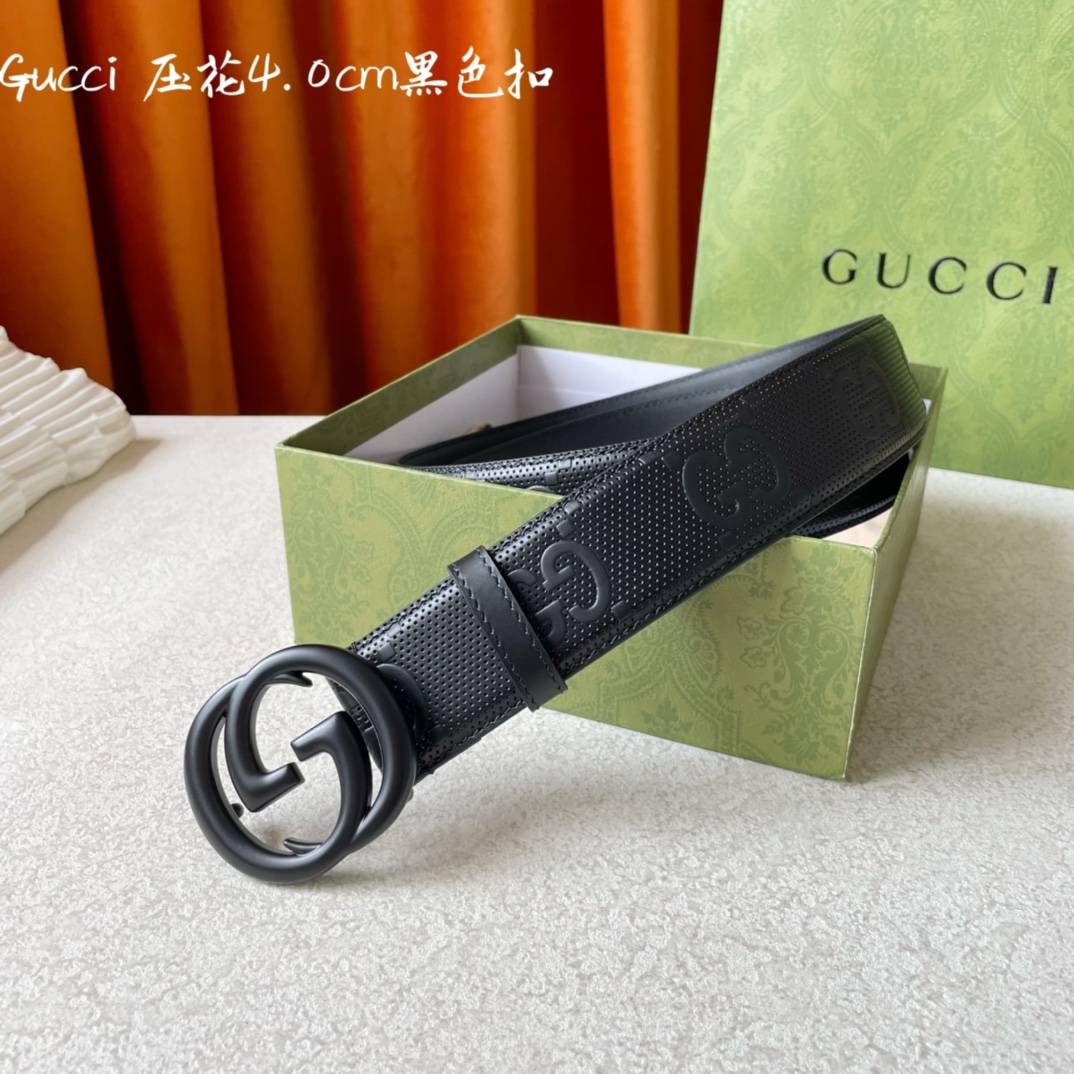 Gucci经典款面进口原厂压花小牛皮搭配原版平纹底宽4.0Cm经典永不过时款潮流百搭