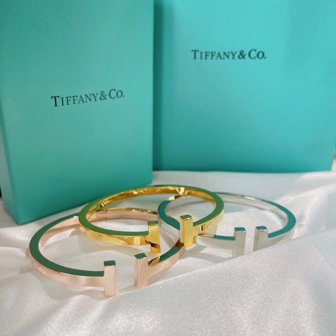 Tiffany 蒂夫尼手镯光 粗T双T手镯开口手镯 亚金材质电镀厚金 三色齐 2