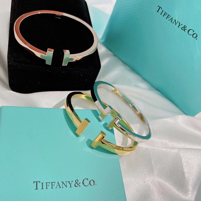 Tiffany 蒂夫尼手镯光 粗T双T手镯开口手镯 亚金材质电镀厚金 三色齐 4
