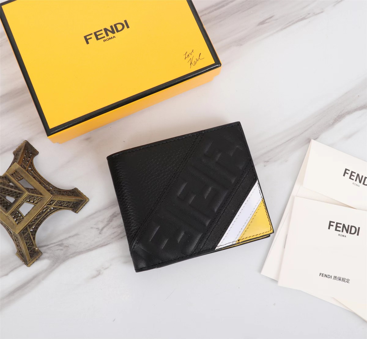 Fendi Wallet Black Yellow Cowhide Sheepskin Spring/Summer Collection