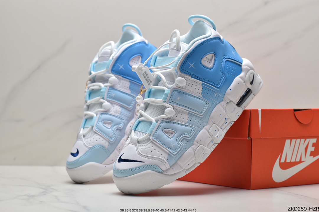 270 耐克Nike Air More Uptempo’96”White/Navy”皮蓬一代系列经典高街百搭休闲运动文化篮球鞋DH9719-100