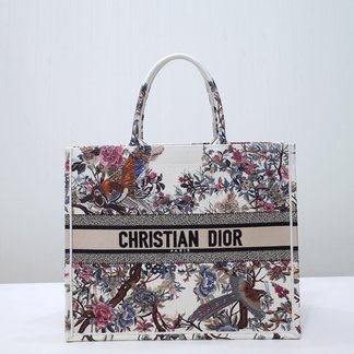 Dior Book Tote Tote Bags Beige White Embroidery