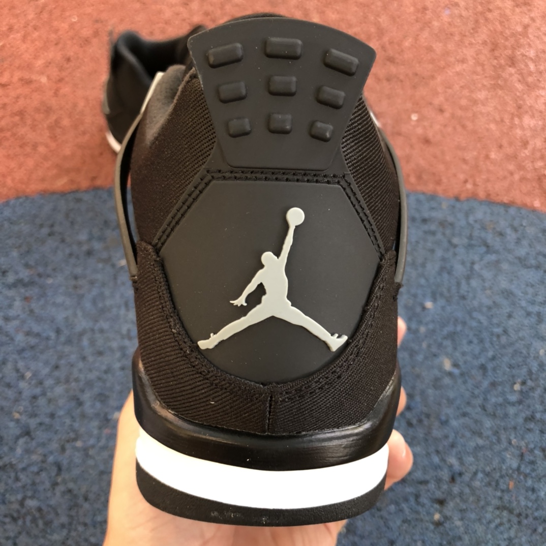 aj4黑色帆布纯原版Air Jordan 4 “Black Canvas”黑猫2.0 黑色帆布 DH7138-006