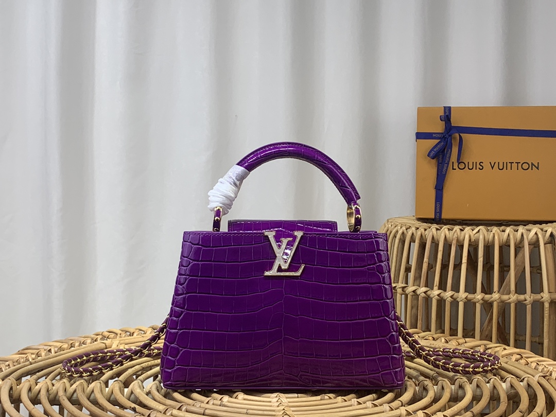 Louis Vuitton LV Capucines Bags Handbags Purple Chains N92175