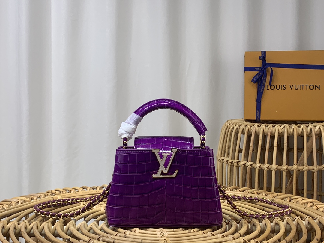 Louis Vuitton LV Capucines Bags Handbags Cheap Replica Designer
 Purple Chains N92175