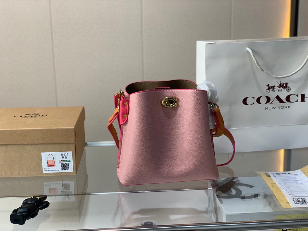 J5 配盒 COACH Coach 蔻驰 女士水桶包 WILLOW夏小号单肩包 七夕情人节送女朋友 尺寸24*22cm 搜索coach水桶