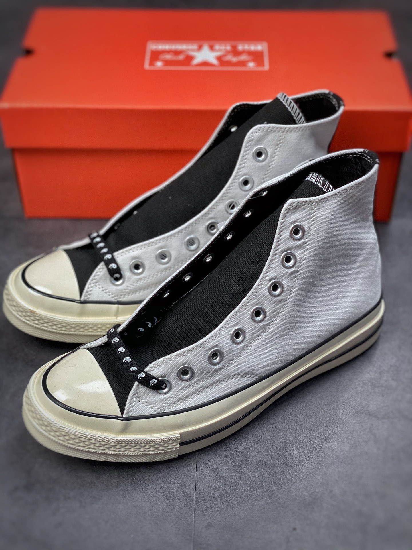 Chinese characteristic elements, Tai Chi white and black design Converse Converse Chuck Taylor All Star 1970 Hi high-top vulcanized casual sports shoes 164209C