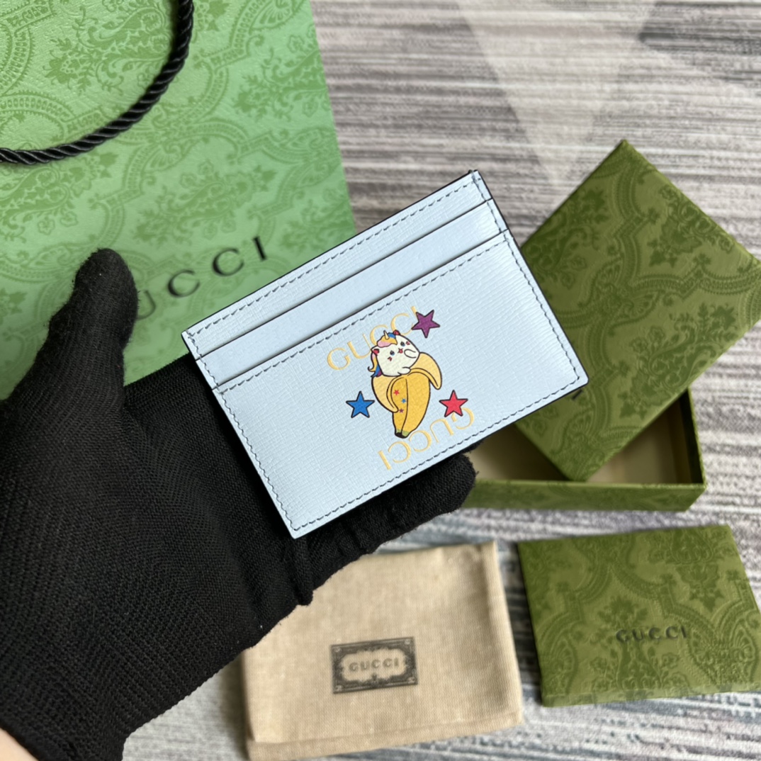 Gucci Bananya 彩虹星星印花 卡片夹 皮革滚边