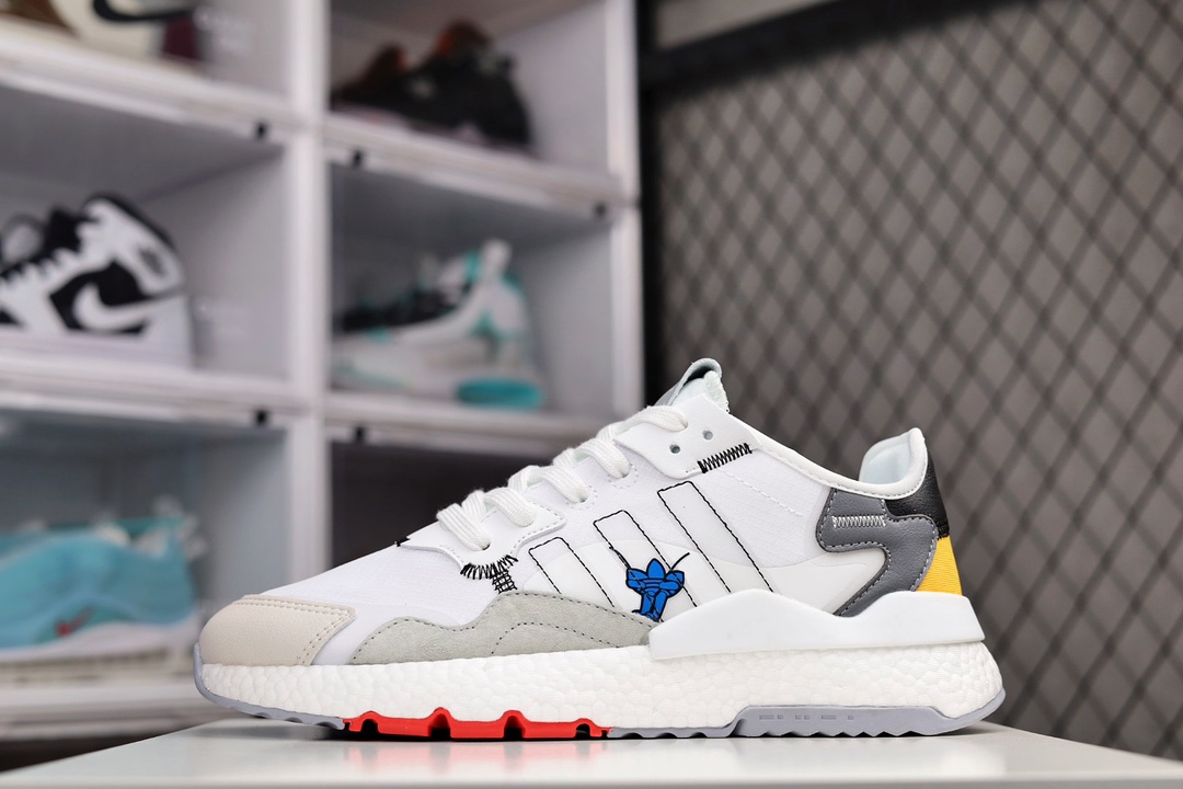 G0 阿迪达斯三叶草 Originals 2019 Nite Jogger Boost”Beige/White”夜行慢跑者系列爆米花高弹复古休闲运动百搭跑鞋