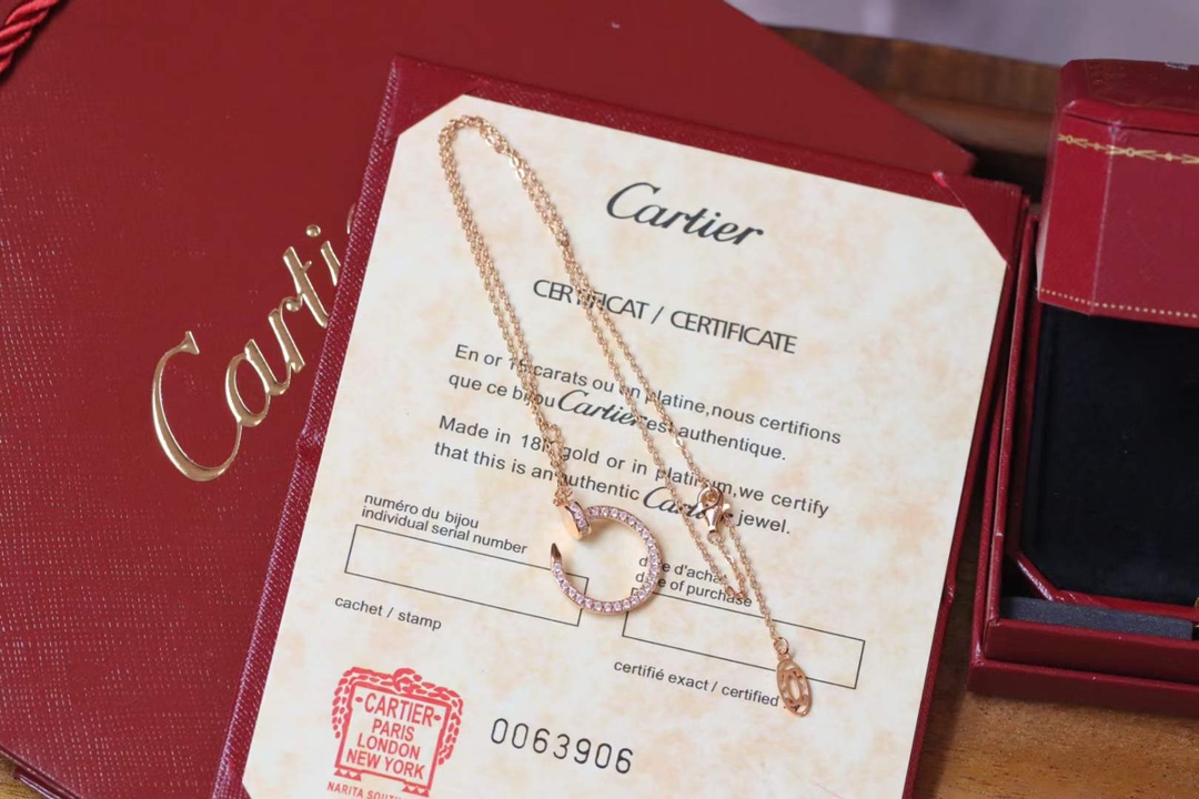 Cartier Cartier/卡地亚 玫瑰金满钻钉子锁骨项链